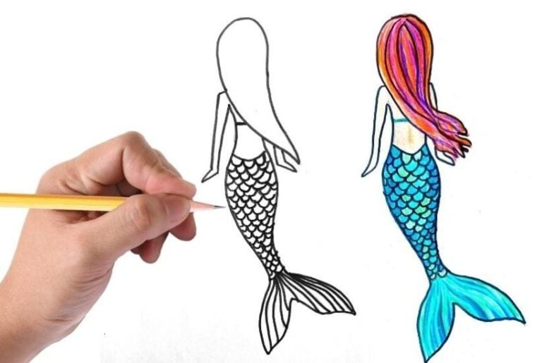 how to draw a mermaid