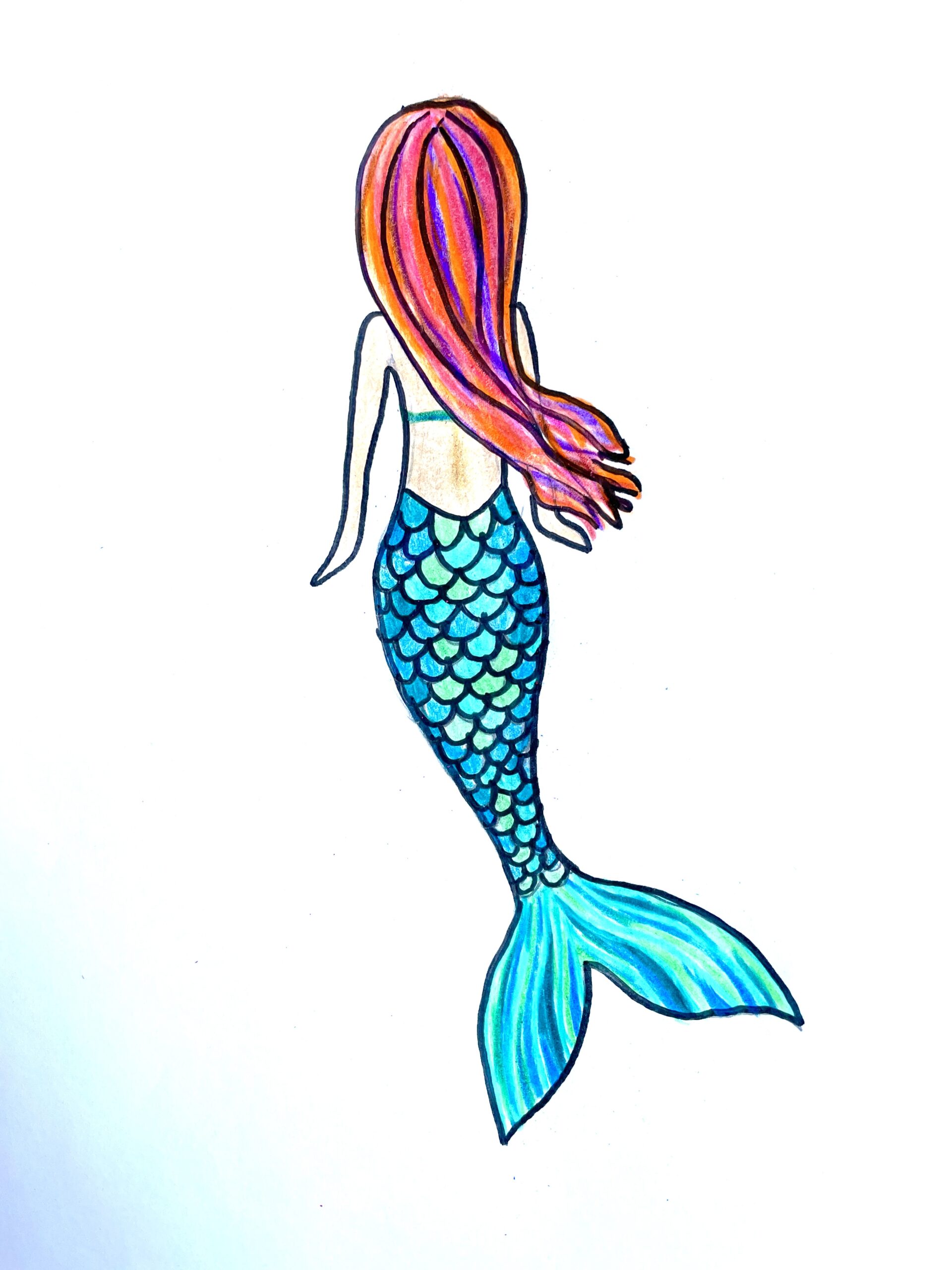 how to draw a mermaid colored