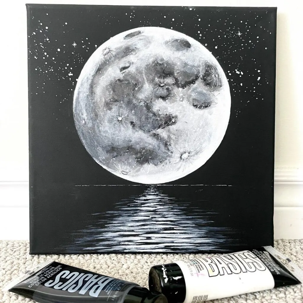 How To Paint The Moon For Beginners (Realistic Full Moon with Acrylics)