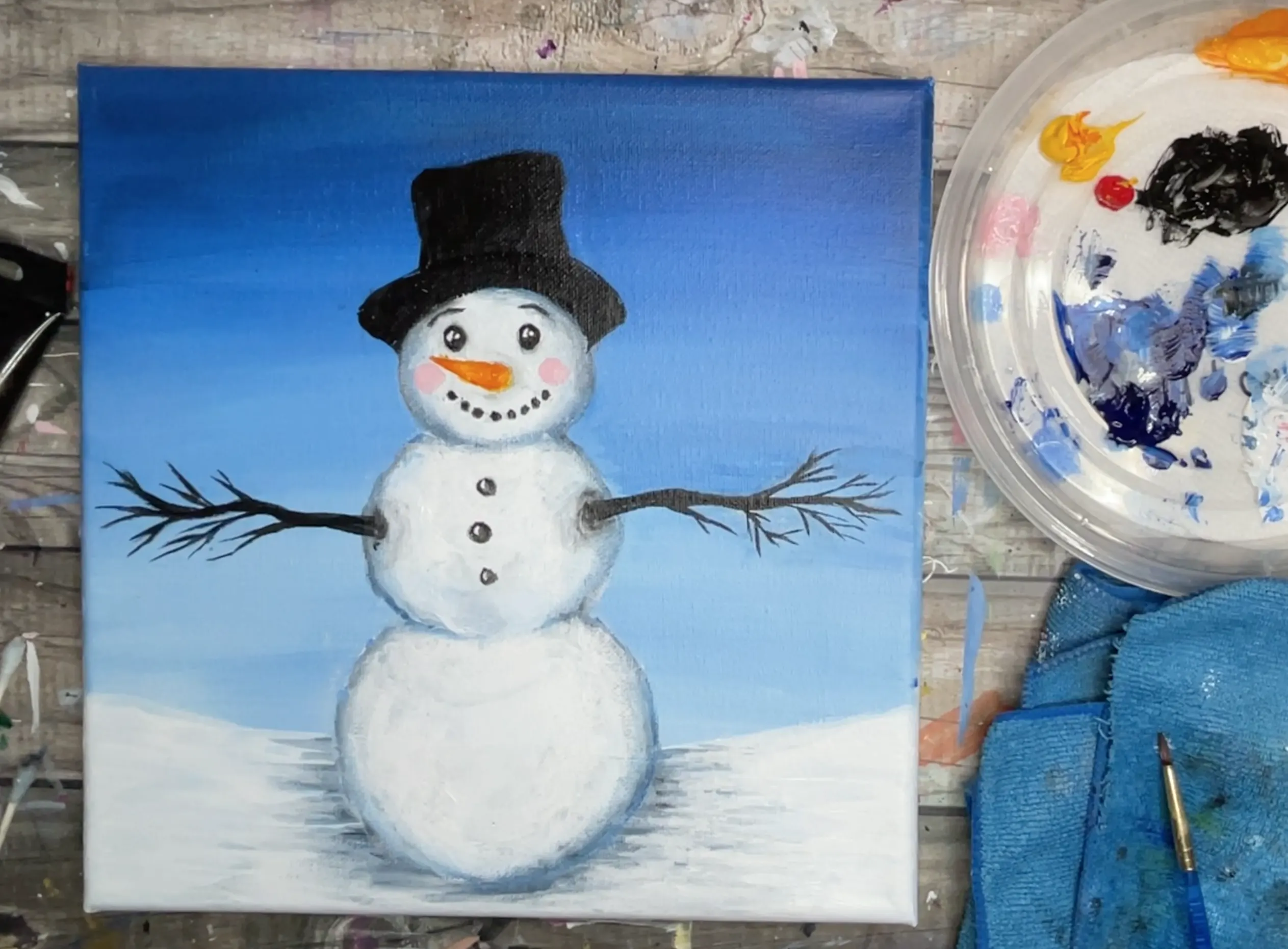 how to paint a snowman rosy cheeks