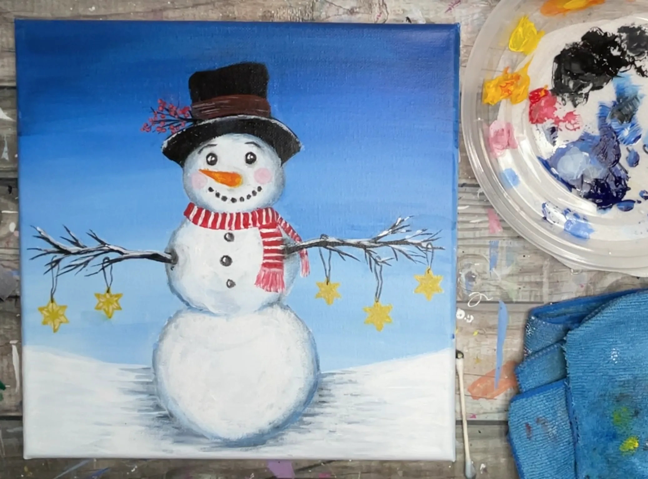 how to paint a snowman with ornaments