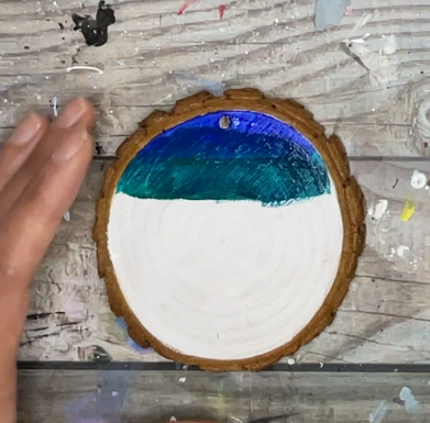 how to paint wood slice ornament background 2