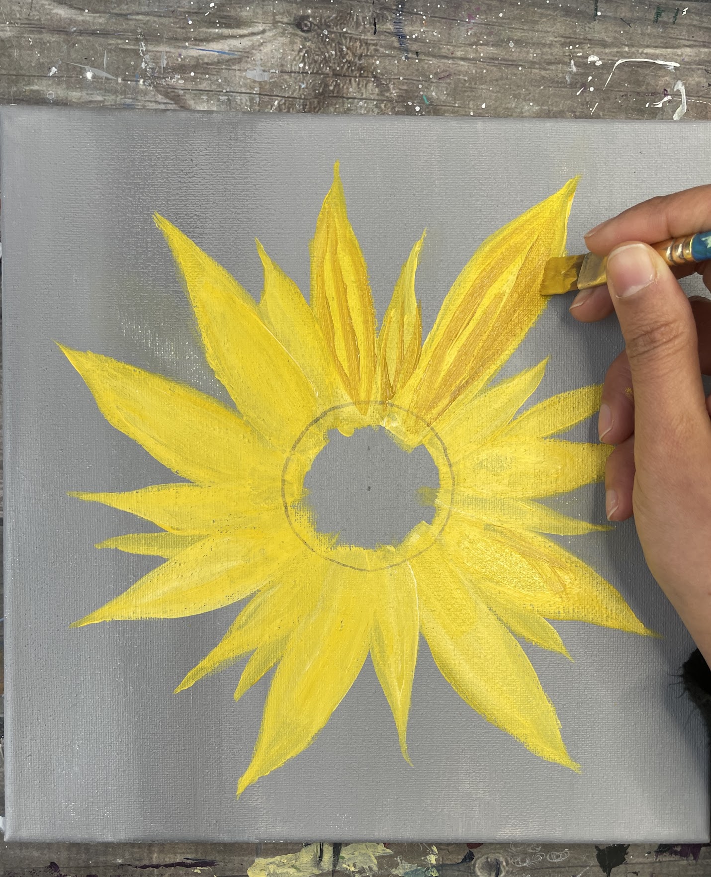 How to paint sunflower shadow colors