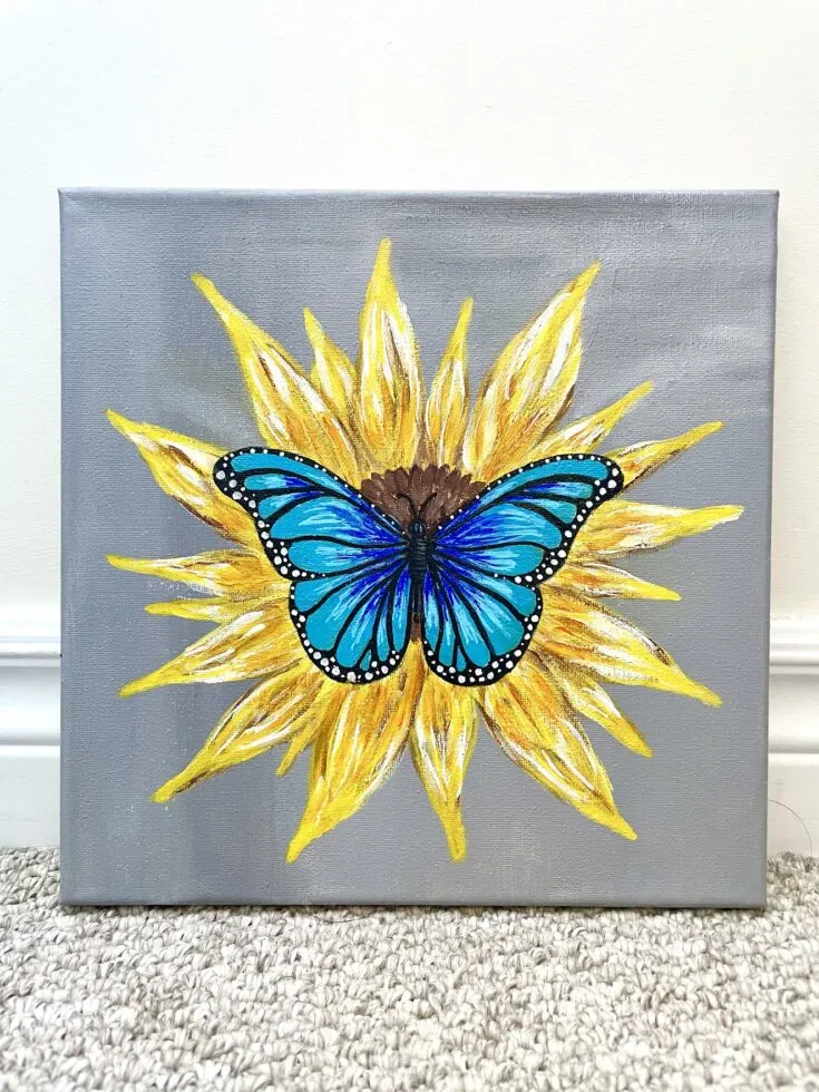 how to paint a butterfly on a sunflower
