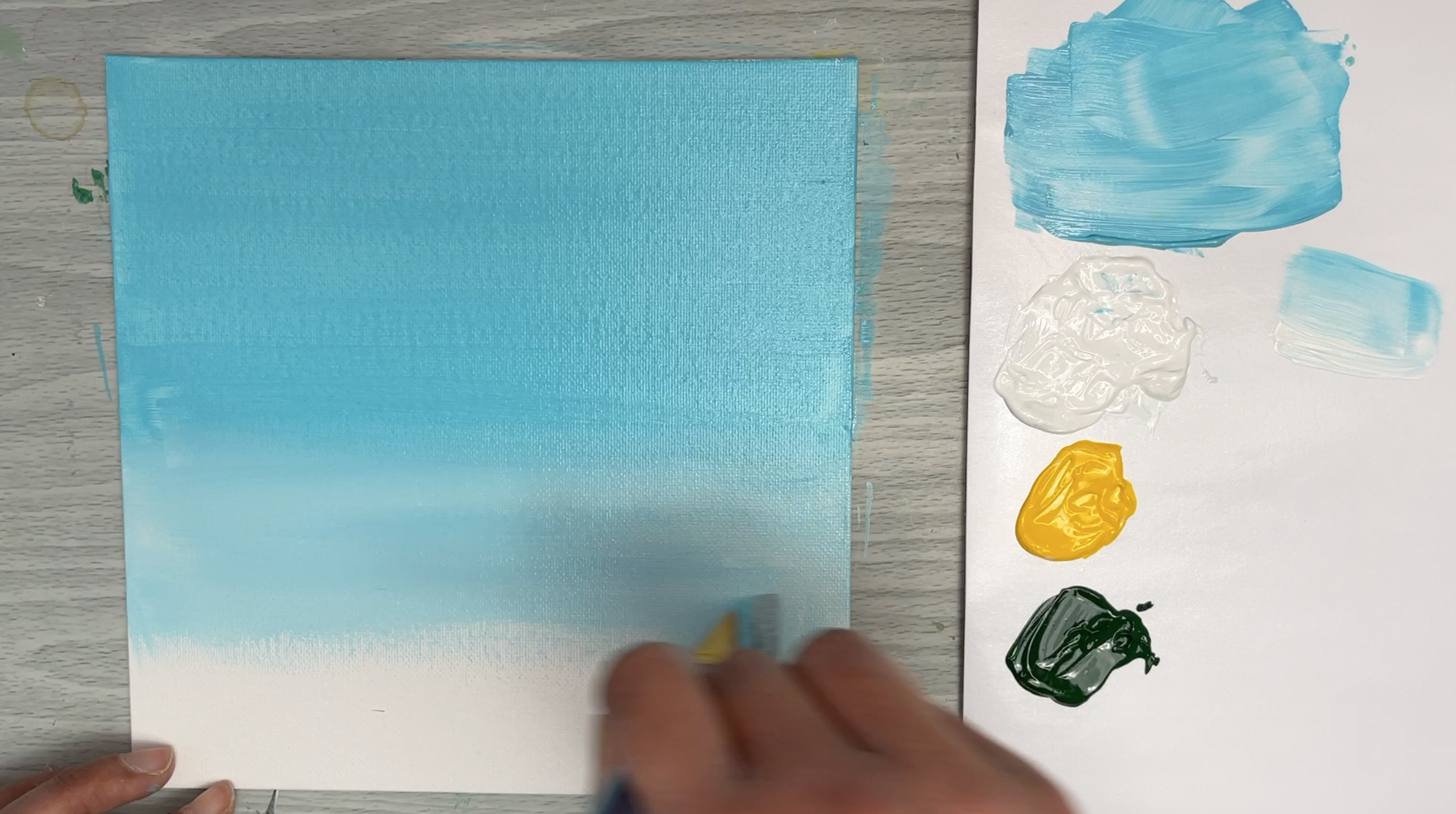 How to paint daisies blue background