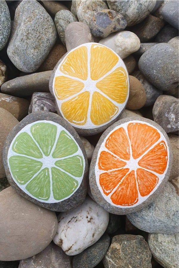 How to Make 5 Food Painted Rocks - Fruits