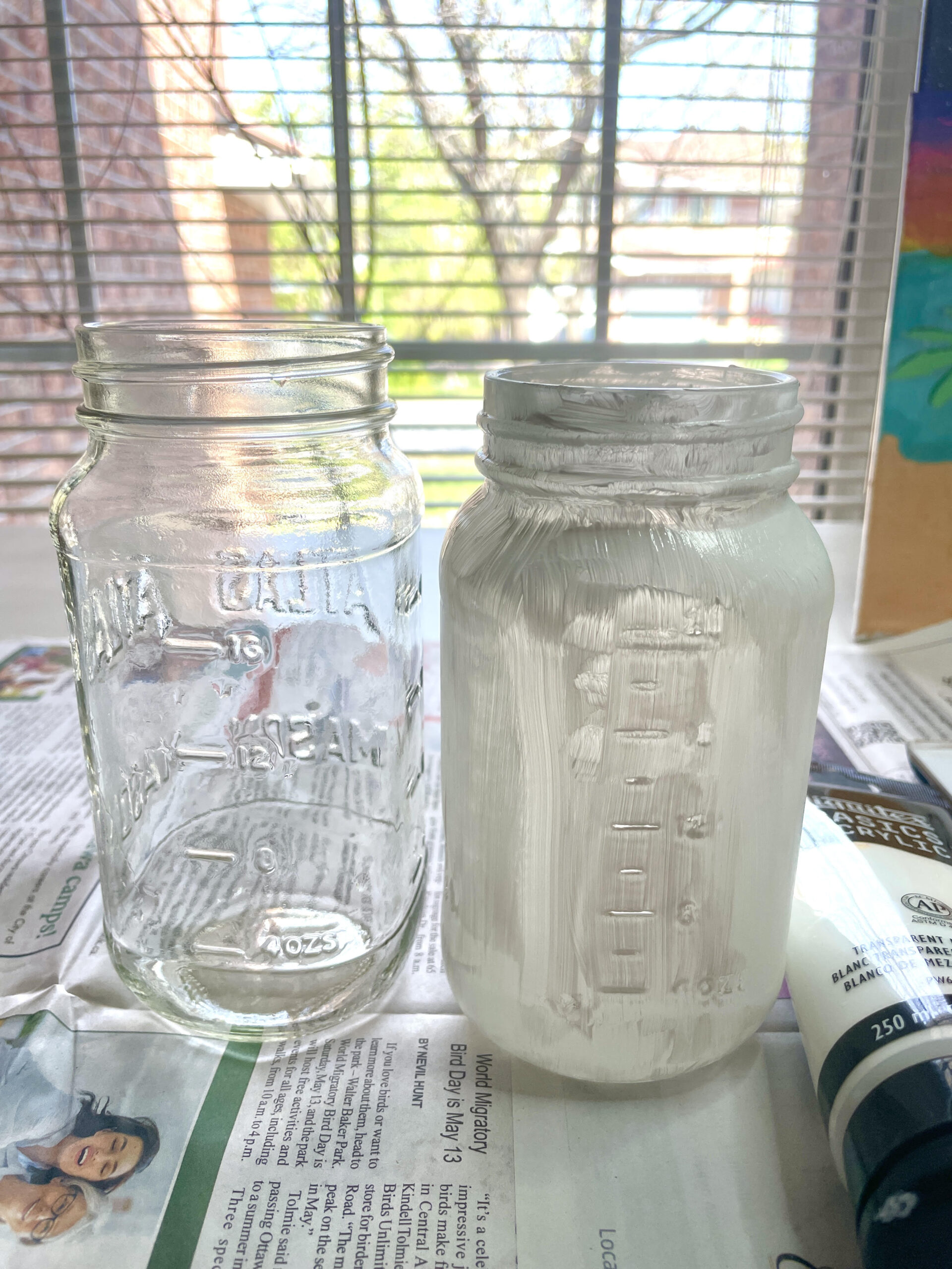 How to paint mason jar acrylic white