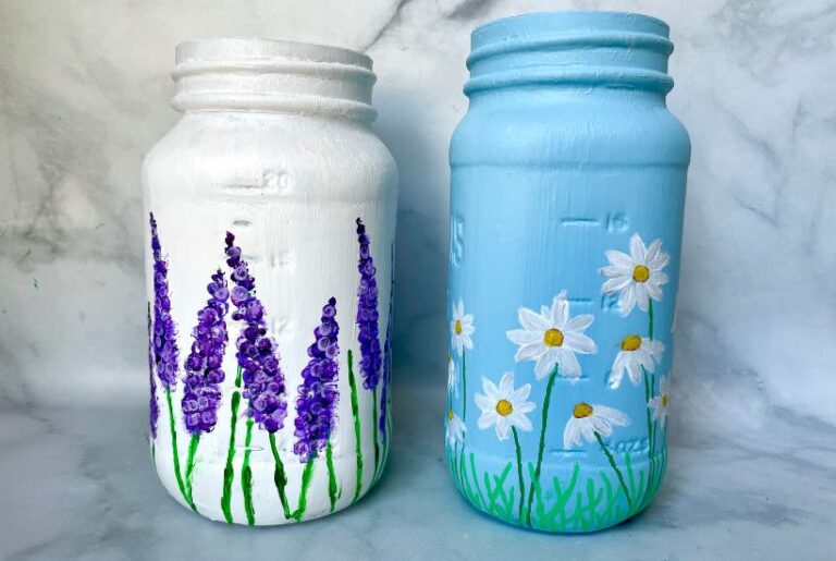 how to paint mason jars with flowers