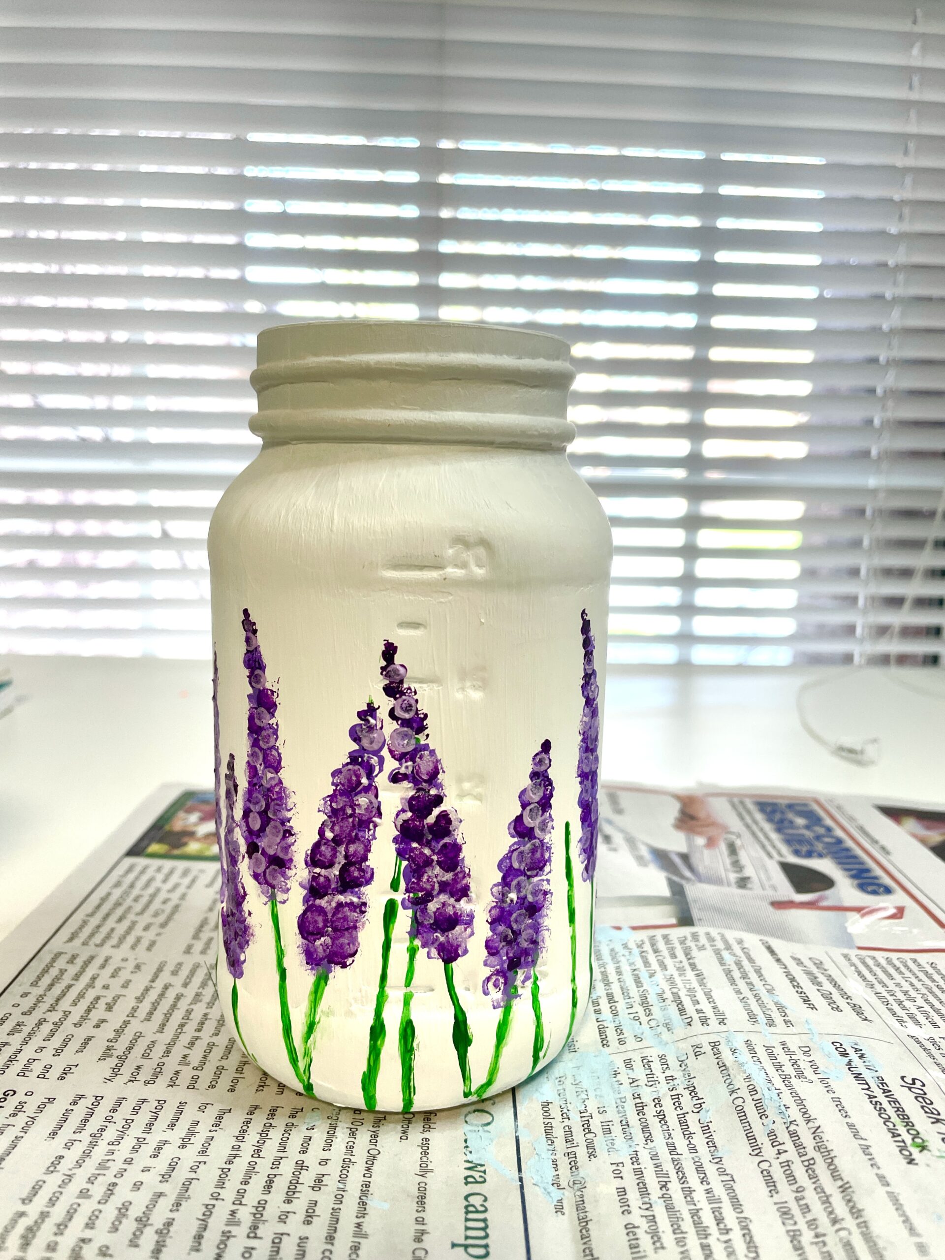painted mason jars lavender flowers