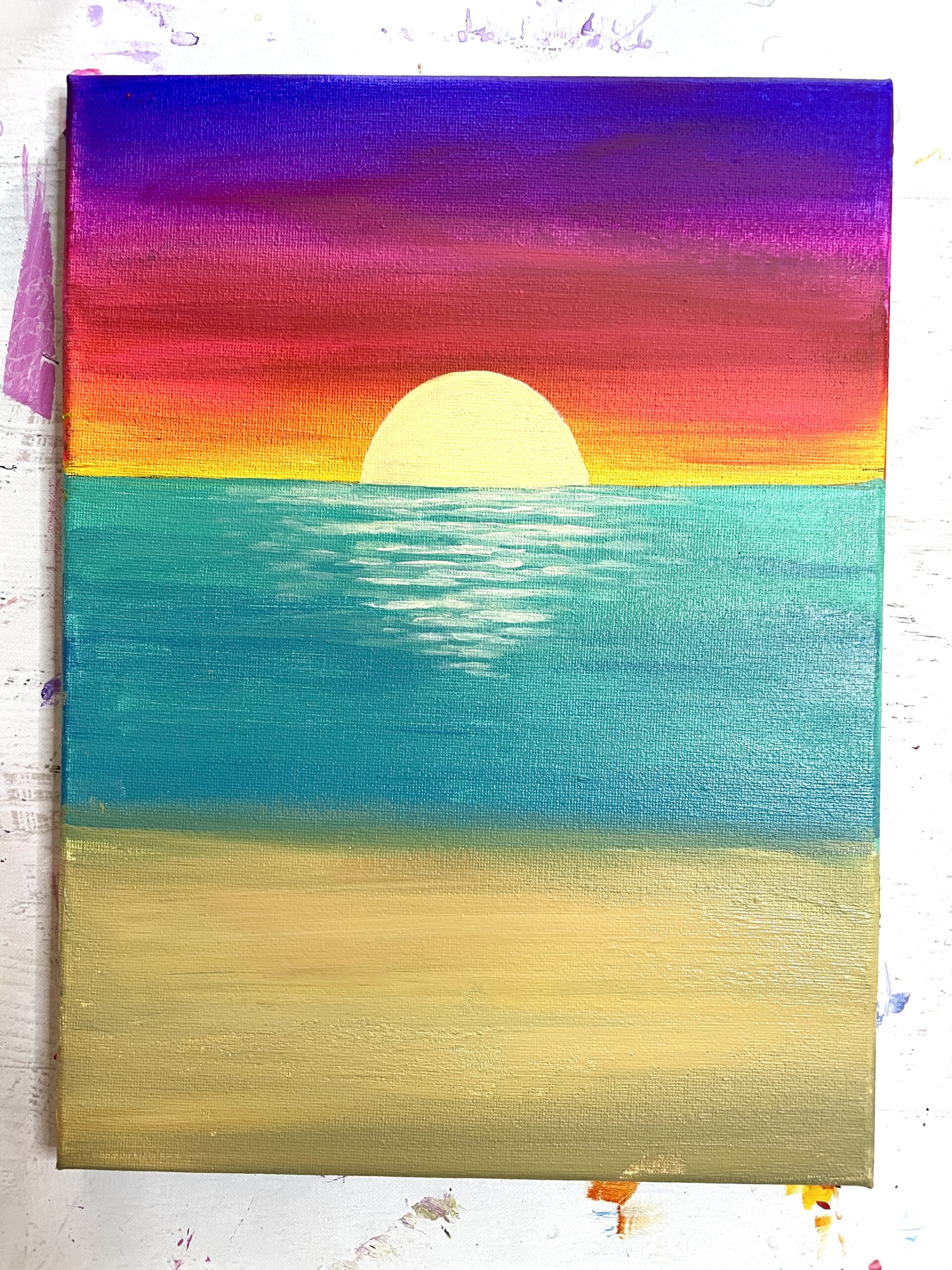 beach sunset painting beginners acrylic