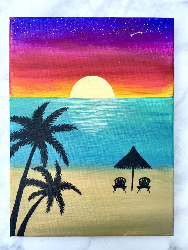 beach sunset painting beginners easy