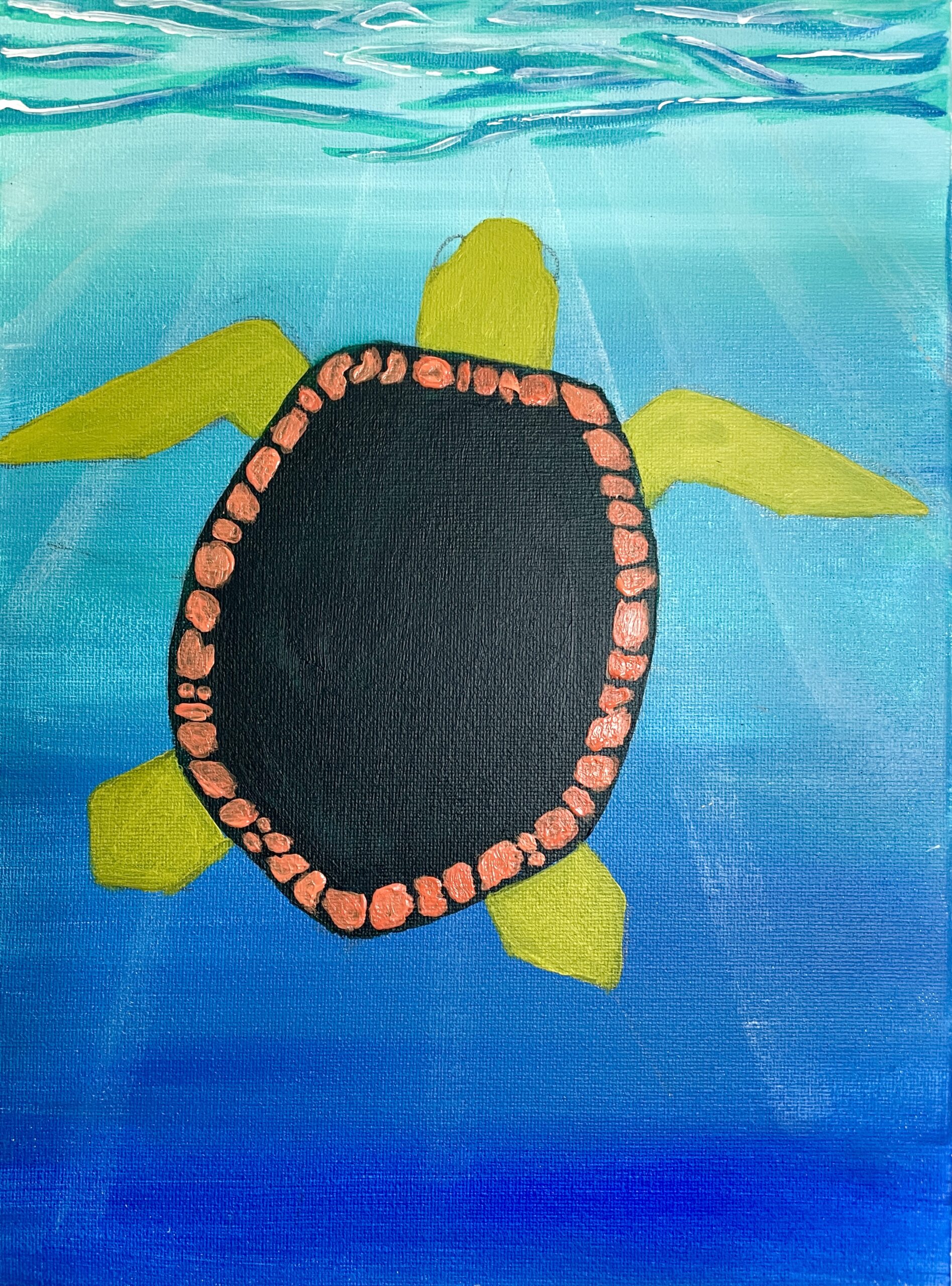 how to paint sea turtle shell pattern border