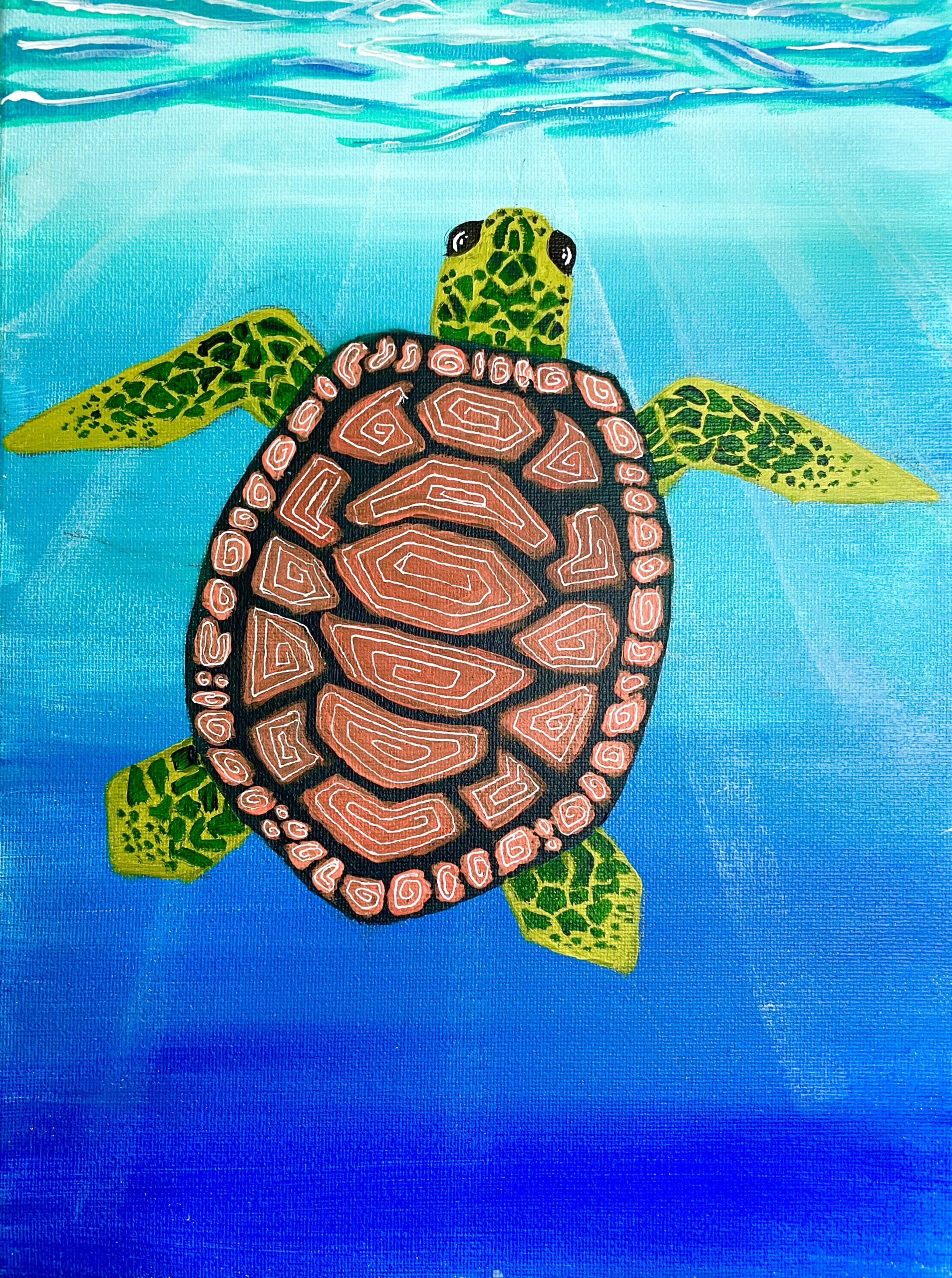 how to paint sea turtle shell pattern stylize