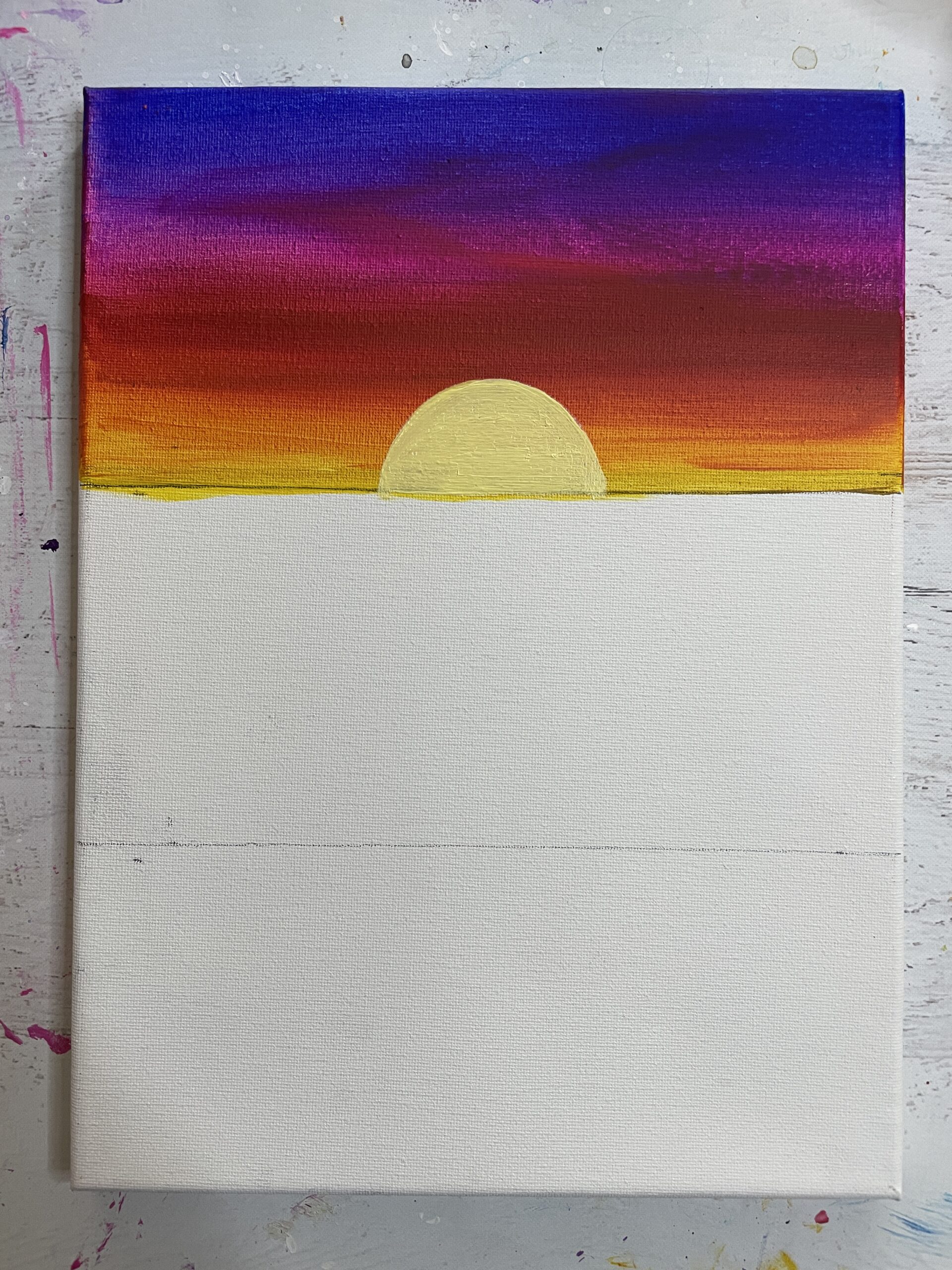 how to paint setting sun acrylic