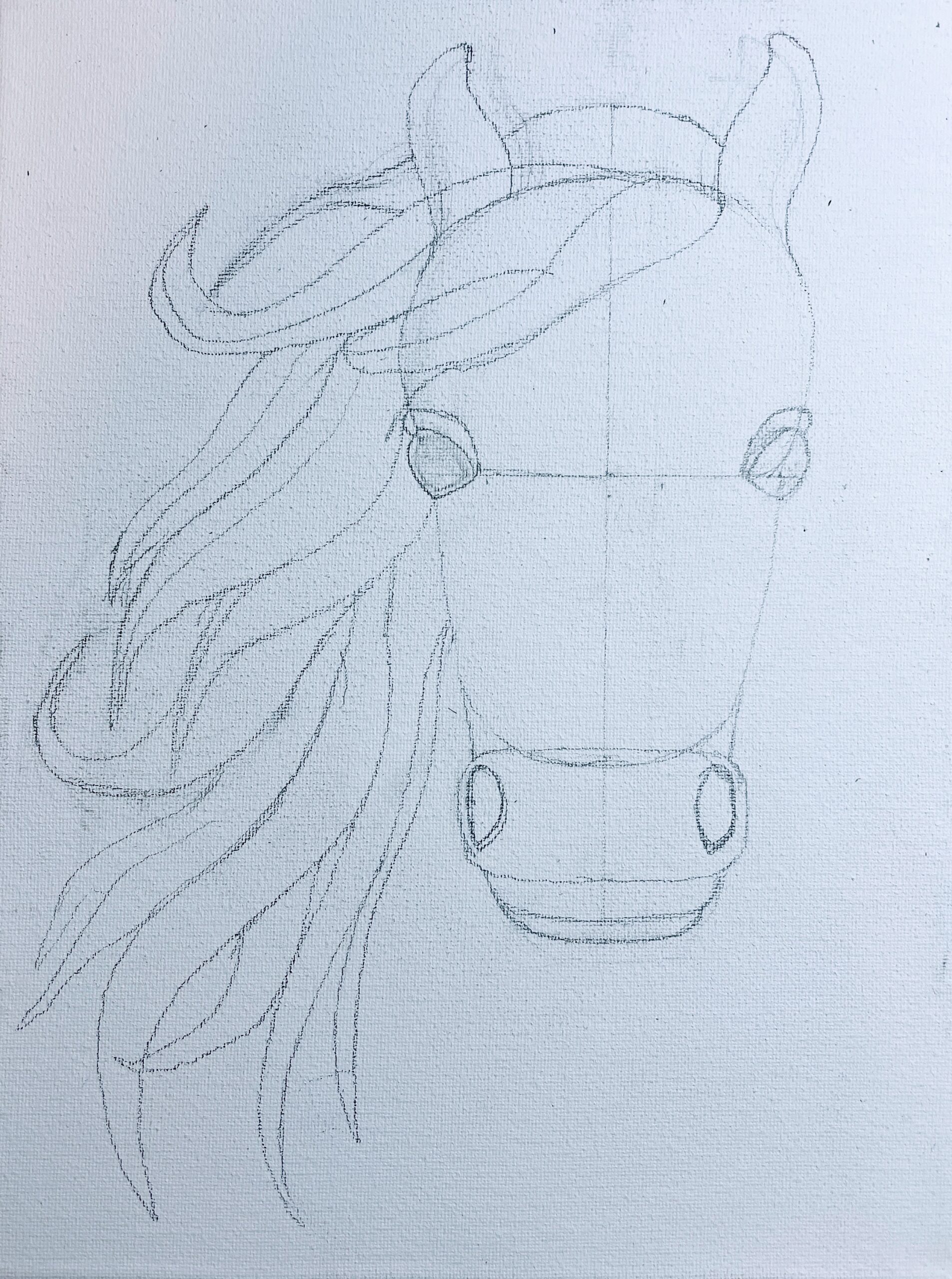 how to draw a horse head mane hair