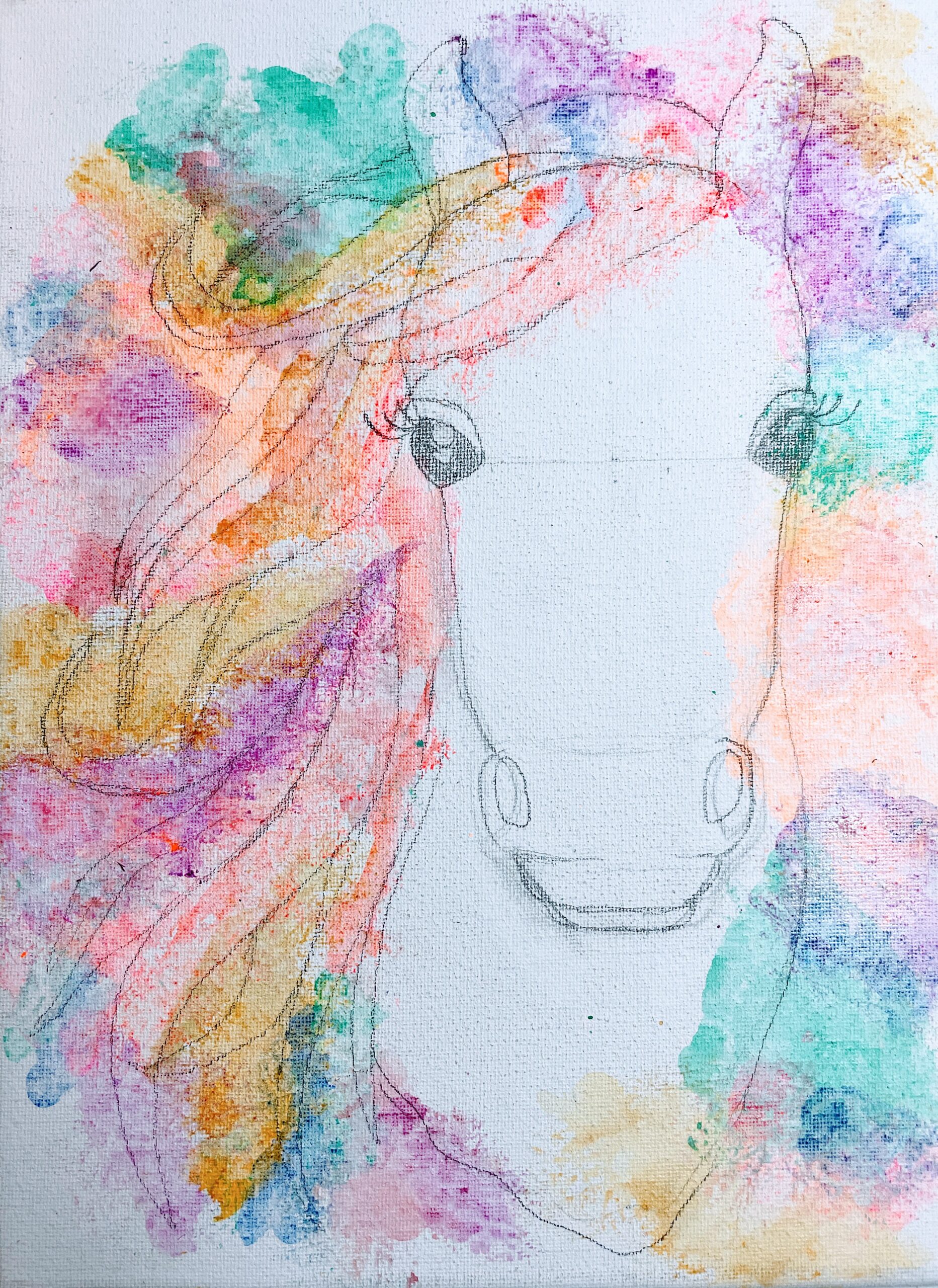 how to paint a horse abstract background easy