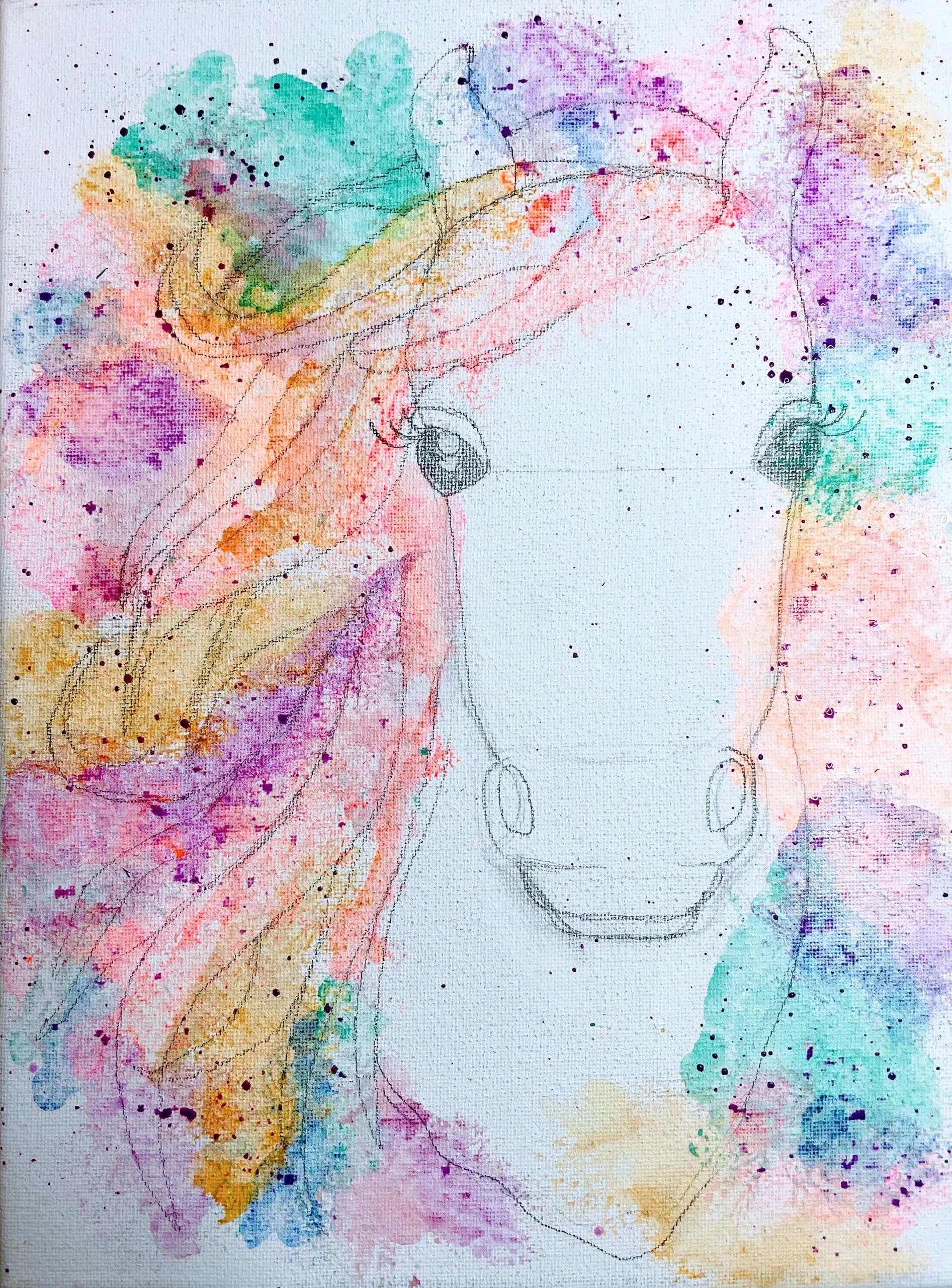 how to paint a horse head watercolor background