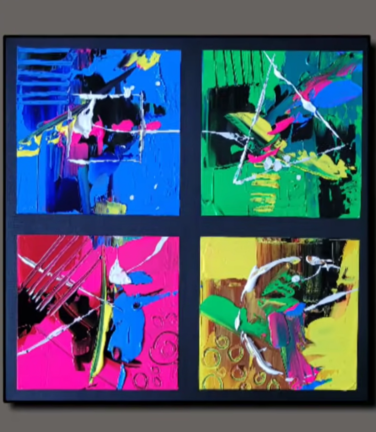65 Striking Black Canvas Paintings That Ll Bring You Pride And Joy Abstract Painting On Black Canvas Masking Tape Acrylics 768x883