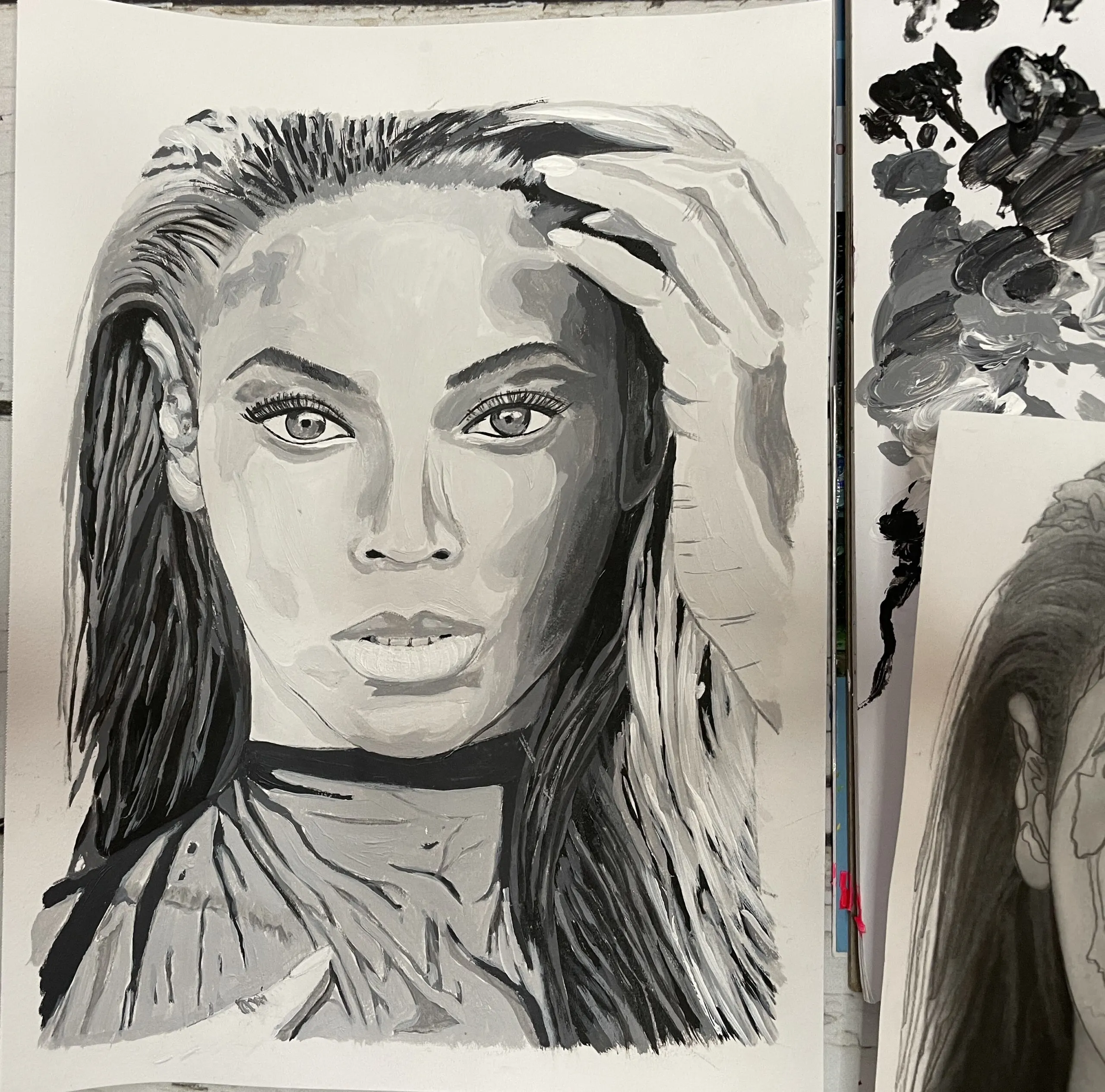 How to paint portrait acrylic beyonce