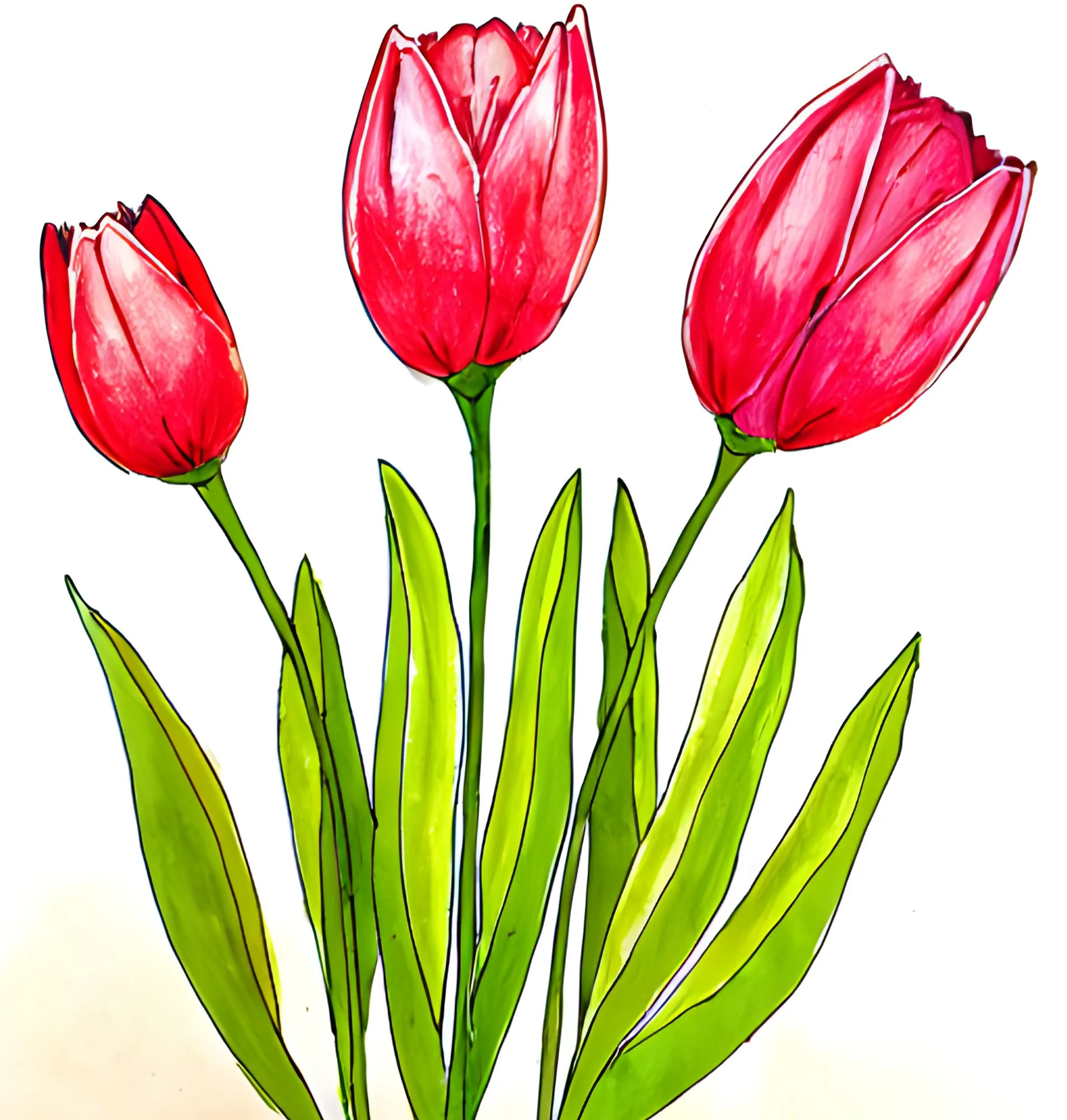 Tulip Colour Drawing Easy