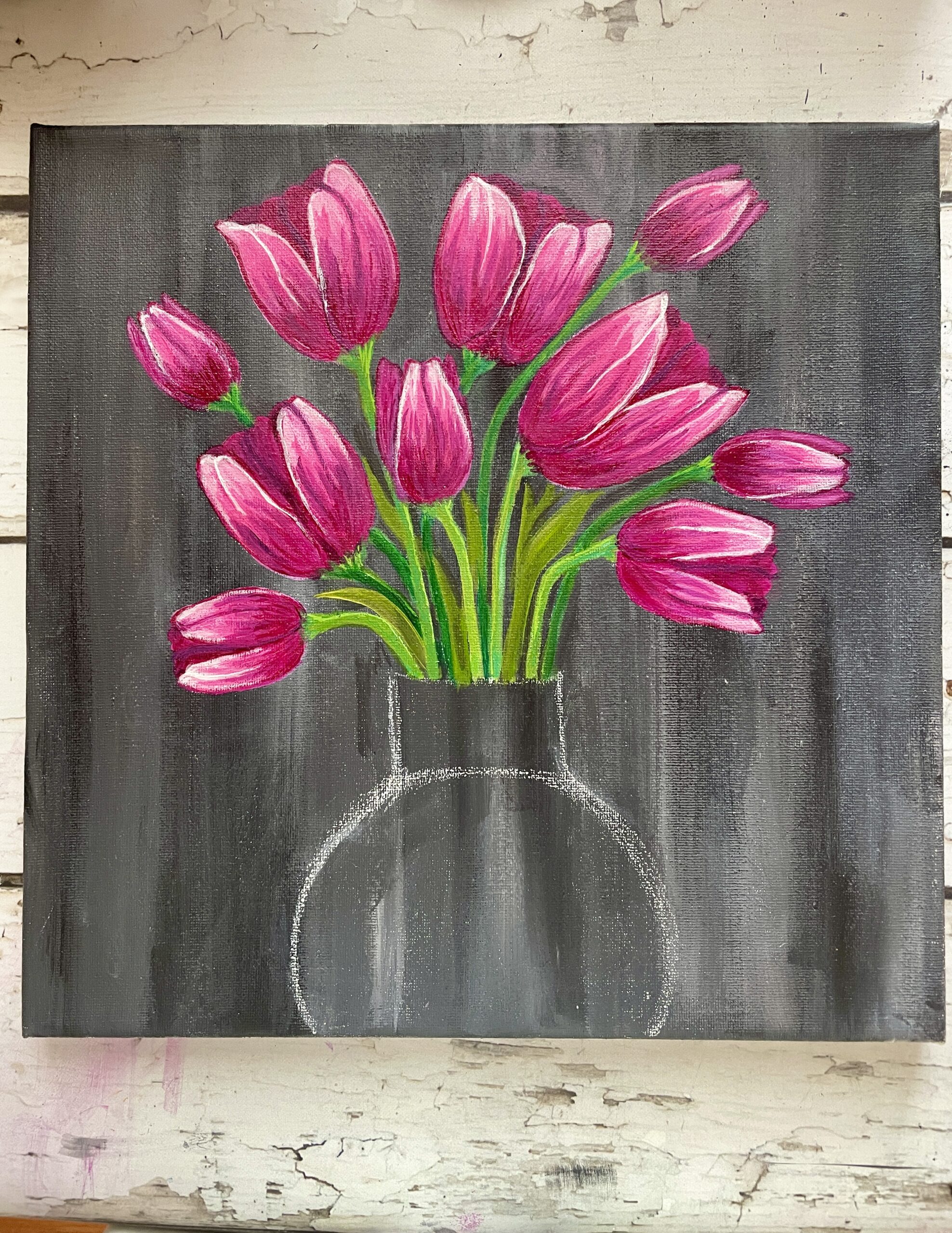 how to paint tulips with acrylic