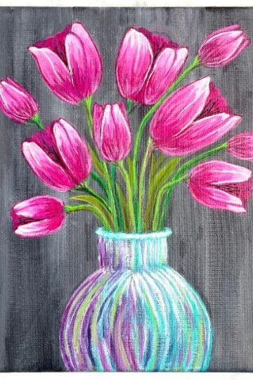 tulip painting easy acrylic