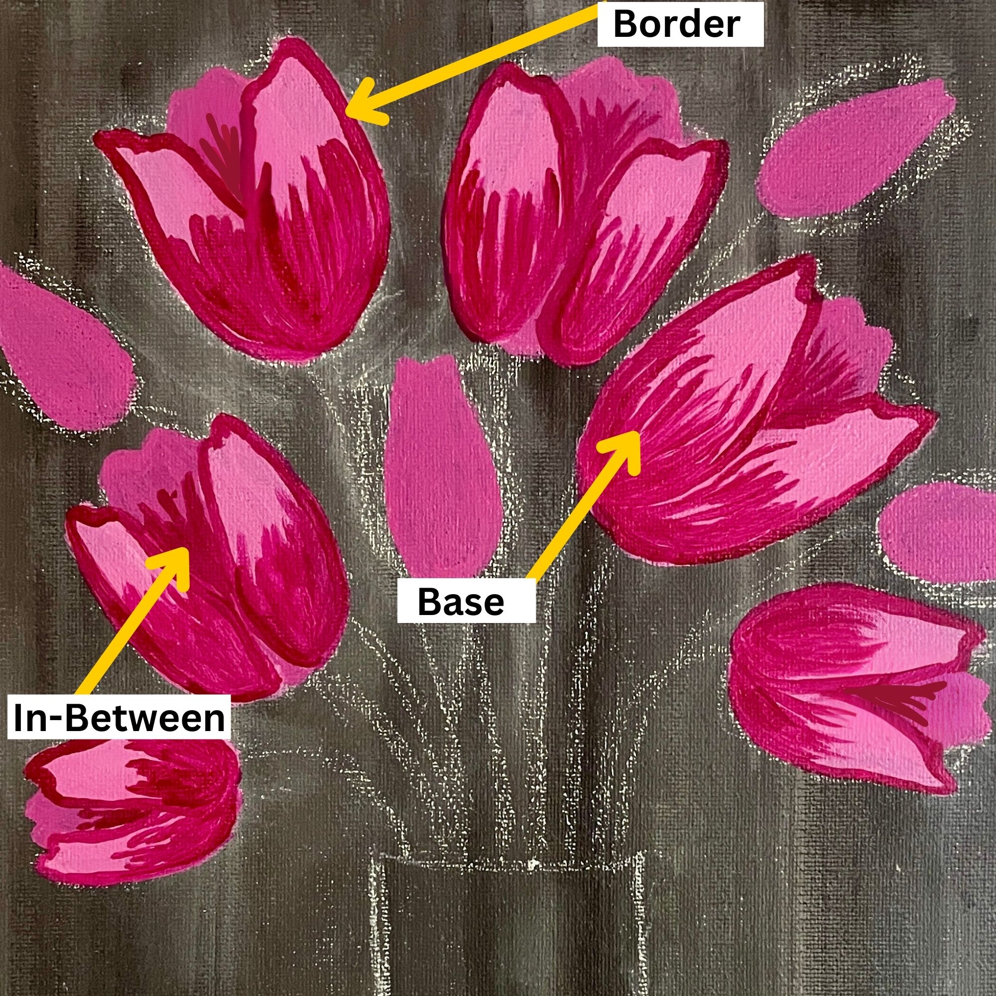tulips painting acrylic easy