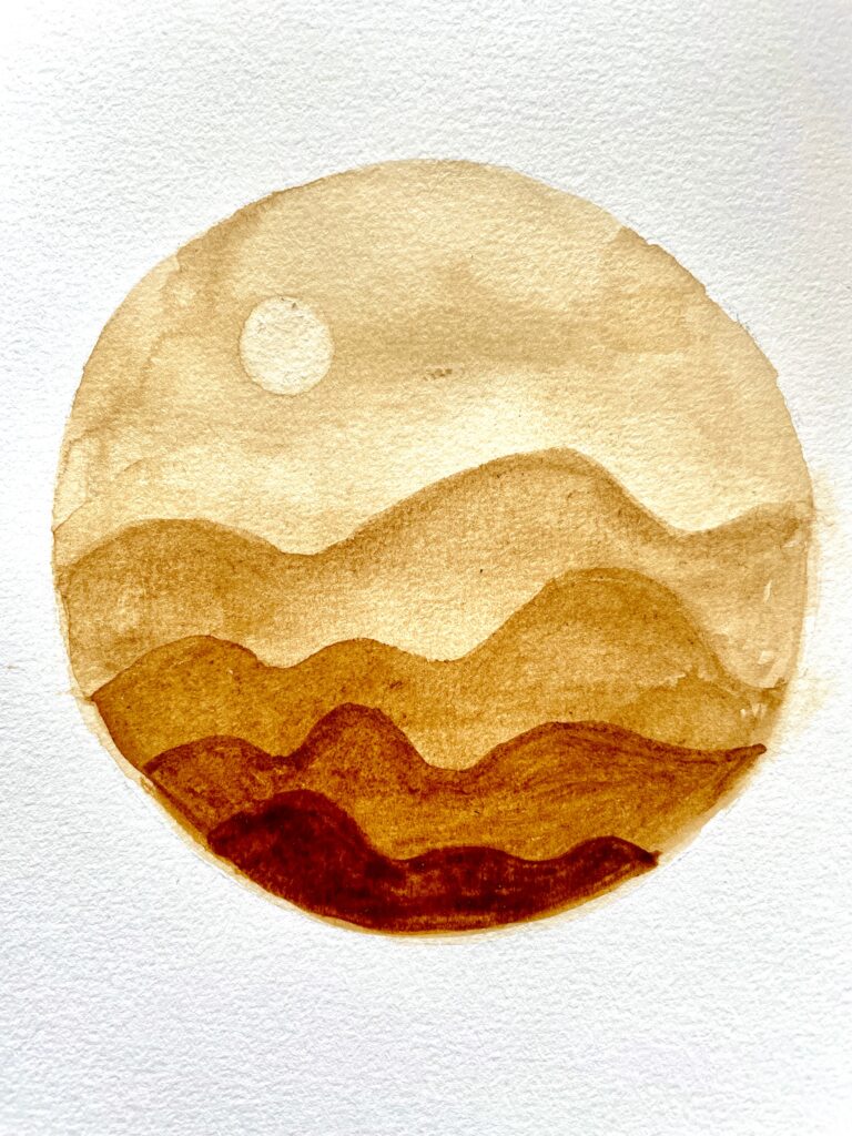 Coffee painting art easy sunset
