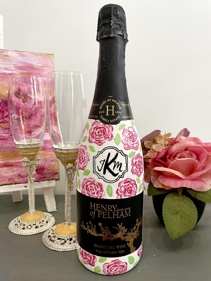 How To Paint Wine Bottles Champagne Bottles 5 Easy Ideas Champagne Bottle Painting Idea Abstract Roses Birthday 810x1080